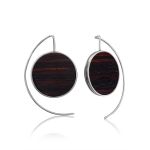 Geometric Silver Wooden Earrings, image 