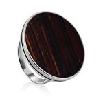 Geometric Design Silver Wooden Ring, Ring Size: 9.5 / 19.5, image 