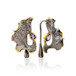 Abstract Design Silver Amethyst Earrings, image 