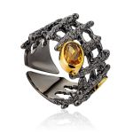 Chunky Silver Citrine Ring, Ring Size: Adjustable, image 