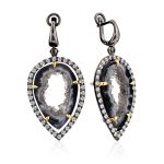 Impressive Design Silver Dangles With Agate Geode And Crystals, image 