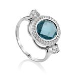 Stylish Silver Ring With Topaz And Crystals, Ring Size: 7 / 17.5, image 