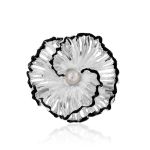 Floral Design Silver Pearl Ring With Enamel, Ring Size: 7 / 17.5, image , picture 7