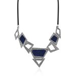 Bold Geometric Silver Necklace With Jeans Elements, image 