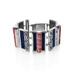 Chunky Silver Rhodonite Link Bracelet, image 
