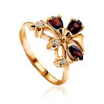 Refined Gilded Silver Garnet Ring, Ring Size: 6 / 16.5, image 