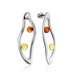 Curvaceous Silver Amber Stud Earrings The Palazzo, image 