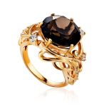 Voluptuous Gilded Silver Smoky Quartz Ring, Ring Size: 7 / 17.5, image 