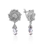 Chic Silver Crystal Earrings, image 