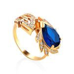 Feather Motif Gilded Silver Blue Spinel Ring, Ring Size: 8 / 18, image 