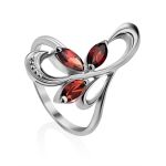 Curvaceous Silver Garnet Ring, Ring Size: 6 / 16.5, image 