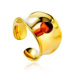 Bright Gilded Silver Amber Ring The Palazzo, Ring Size: Adjustable, image 