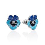 Cute Blue Enamel Floral Stud Earrings, image 