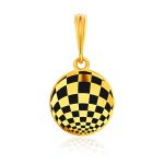 Checkerboard Pattern Gilded Silver Enamel Pendant, image 