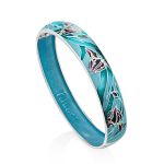 Silver Enamel Floral Motif Bangle Bracelet, image 