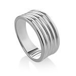 Ribbed Silver Band Ring The ICONIC, Ring Size: 8 / 18, image 