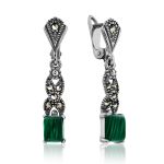 Refined Silver Malachite Dangle Earrings With Marcasites The Lace, image 