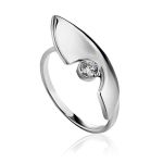 Futuristic Design Silver Crystal Ring, Ring Size: 7 / 17.5, image 
