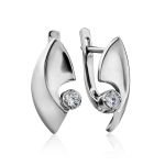 Futuristic Design Silver Crystal Earrings, image 