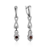 Vintage Style Silver Garnet Drop Earrings, image 