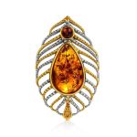 Bohemian Chic Amber Ring In Gold-Plated Silver The Peacock Feather, Ring Size: 12 / 21.5, image , picture 8