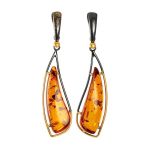 Handmade Dangle Amber Earrings In Gold-Plated Silver The Palladio, image 