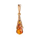 Cognac Amber Earrings In Gold-Plated Silver The Roxanne, image , picture 6