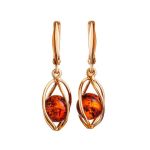 Drop Amber Earrings In Gold-Plated Silver The Algeria, image 