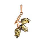 Green Amber Ring In Gold-Plated Silver The Dandelion, Ring Size: 9.5 / 19.5, image , picture 5
