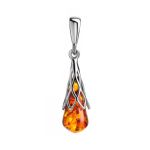 Cognac Amber Pendant In Sterling Silver The Roxanne, image 