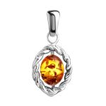 Classy Silver Pendant With Cognac Amber The Florence, image 