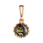 Green Amber Pendant In Gold-Plated Silver The Brunia, image 