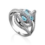 Curvaceous Silver Topaz Ring, Ring Size: 6.5 / 17, image 