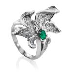 Orchid Design Silver Chrysoprase Ring, Ring Size: 8 / 18, image 