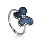 Silver Diamond Ring With Enamel Butterfly The Heritage, Ring Size: 8 / 18, image 