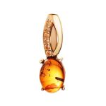 Gold-Plated Pendant With Oval Amber And Champagne Crystals The Raphael, image 