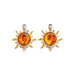 Sun Shaped Amber Ring In Gold-Plated Silver The Helios, Ring Size: / 22.5, image , picture 6
