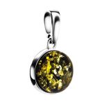 Round Silver Pendant With Green Amber The Furor, image 