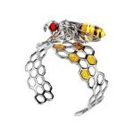 Cocktail Silver Ring With Honey Amber The Bee, Ring Size: Adjustable, image , picture 7