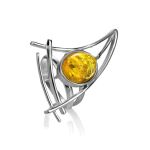 Adjustable Silver Ring With Lemon Amber The Sail, Ring Size: Adjustable, image 