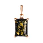 Gold-Plated Silver Ring With Square Green Amber Stone The Rectangle​, Ring Size: 4 / 15, image , picture 4