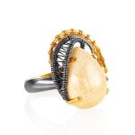 Gorgeous Gold-Plated Ring With Drop Cut Mammoth Tusk The Era, Ring Size: Adjustable, image 