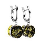 Green Amber Dangle Earrings In Sterling Silver The Furor, image 