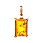 Gold-Plated Silver Ring With Square Cognac Amber Stone The Rectangle​, Ring Size: 8 / 18, image , picture 5