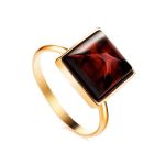 Adjustable Golden Ring With Square Cut Amber The Ovation, Ring Size: 6.5 / 17, image 