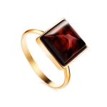 Adjustable Golden Ring With Square Cut Amber The Ovation, Ring Size: 9 / 19, image 