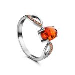 Amber Ring With Champagne Crystals In Sterling Silver The Raphael, Ring Size: 11 / 20.5, image 