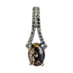 Amber Pendant In Sterling Silver With Green Crystals The Raphael, image 