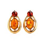 Cognac Amber Earrings In Gold-Plated Silver The Prussia, image 