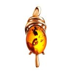 Bold Gold-Plated Pendant With Cognac Amber The Sigma, image 